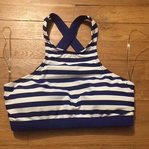 Michael Kors XS blue white stripe bikini top